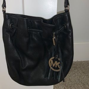 MK black leather crossbody